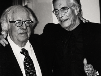 Martin Landau with arm around Ray Bradbury